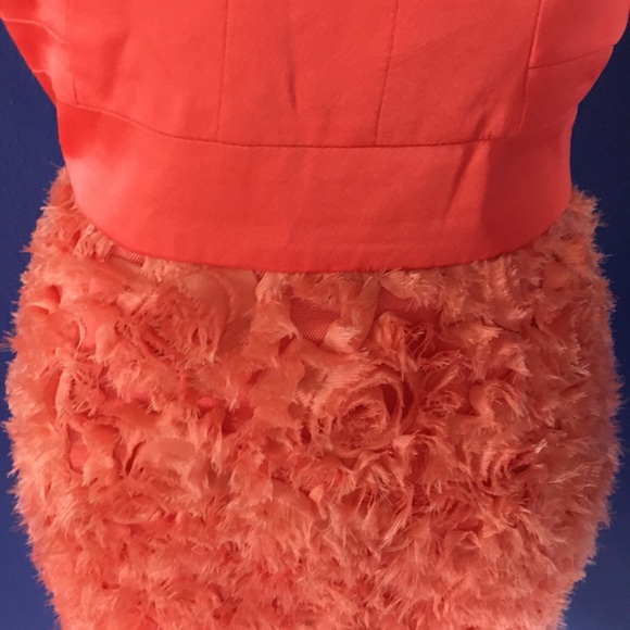 NWT bright coral strapless mini dress with rosettes - club party cosplay - Picture 10 of 17